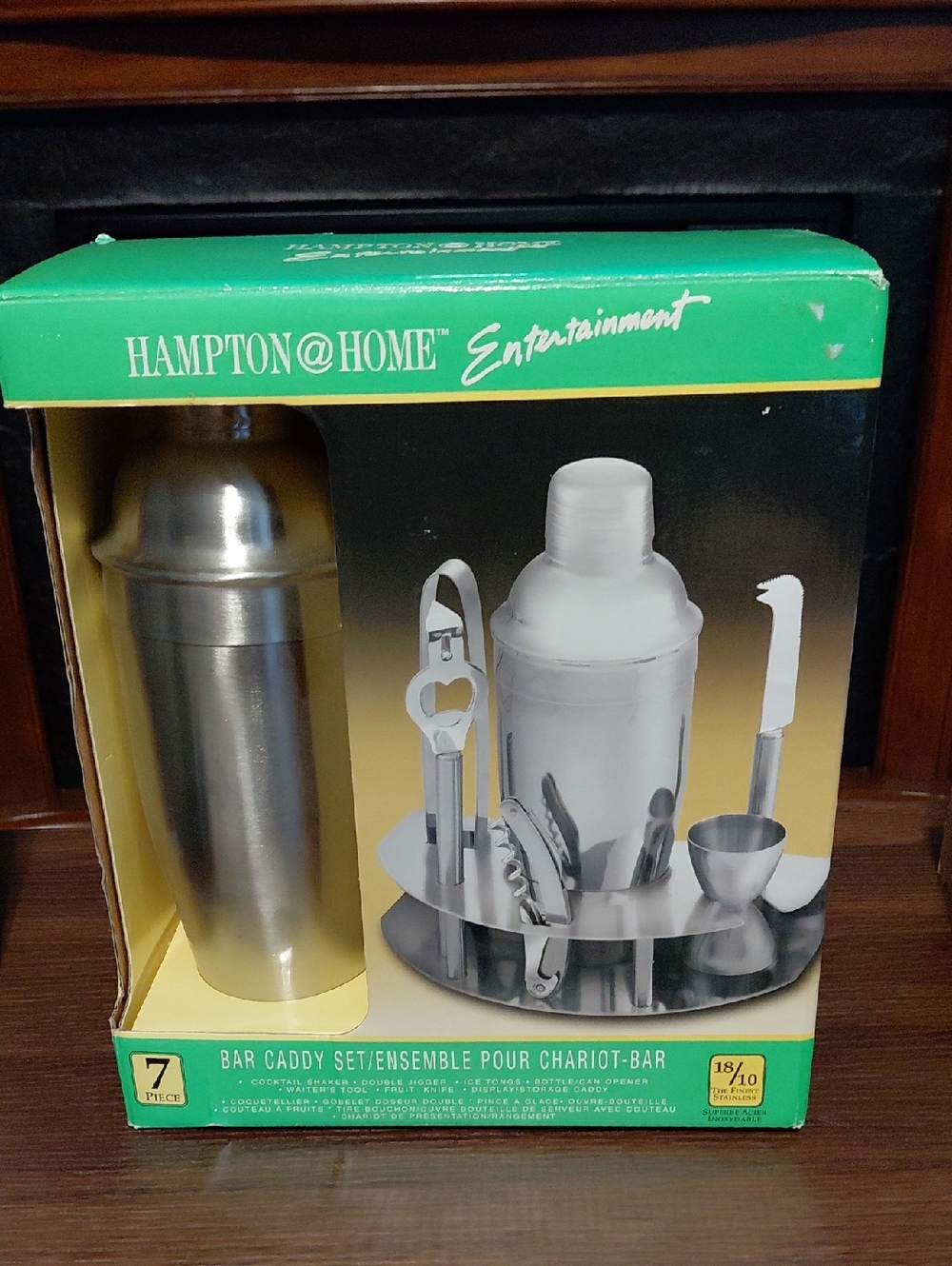 HAMPTON@HOME Stainless Steel 7-Piece Bar Caddy Set - Silver